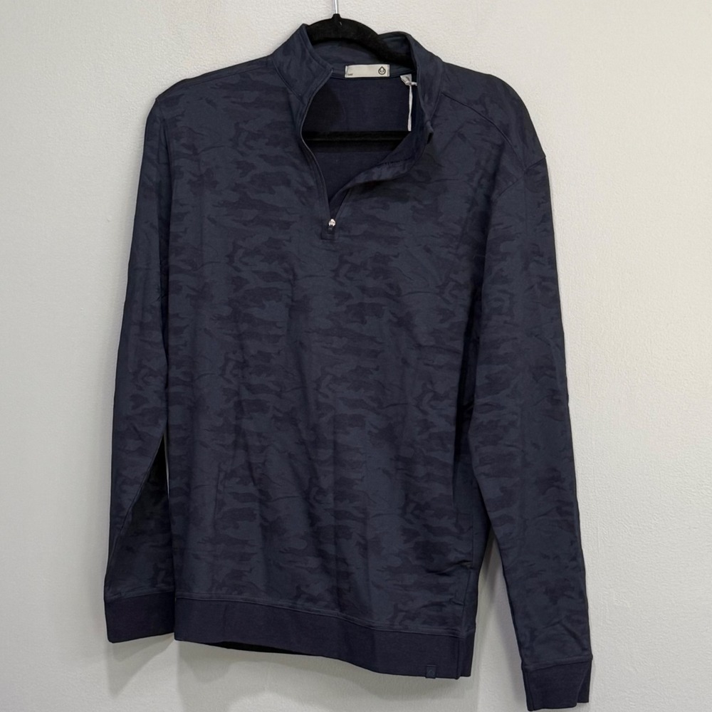 Tasc Performance Cloud 1/4 Zip Navy Camo Pullover Mens Small NWT bamboo
